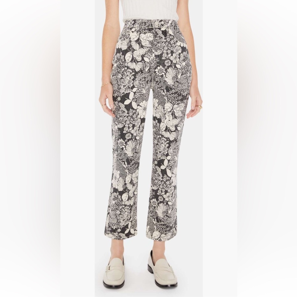 MOTHER The Ankle Hustler French Fairy Tale Black and White Jeans 26 boho crop